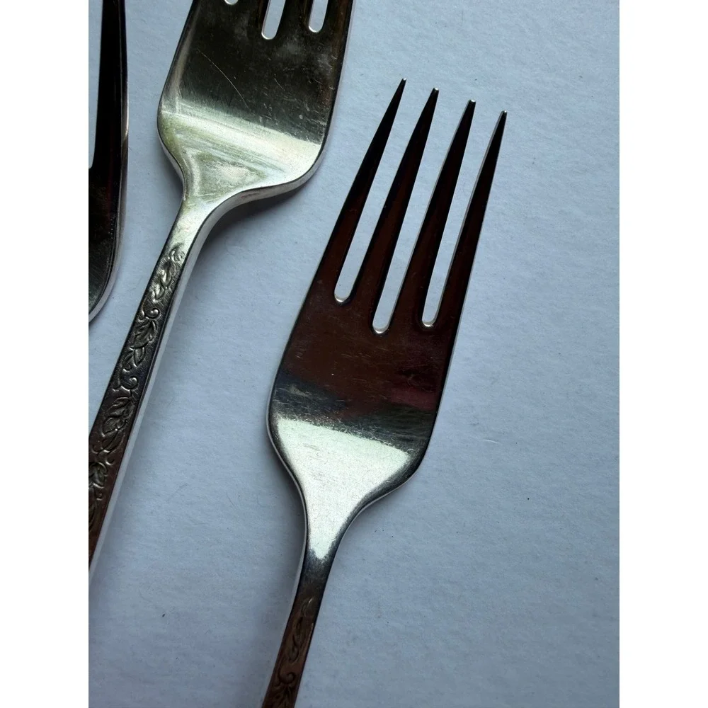 VTG Rogers Bros Salad Forks Set of 6 Silver Lace MCM Silverplate Flatware